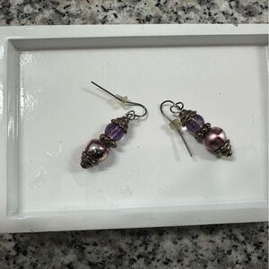 Purple and Pink Beaded Earrings
